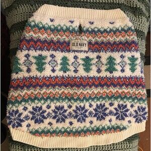 OLD NAVY Faire Aisle Christmas Winter Dog Sweater Red Blue White Green Size L
